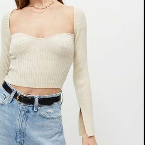 Urban outfitters Juliette portrait neck sweater in cream size small